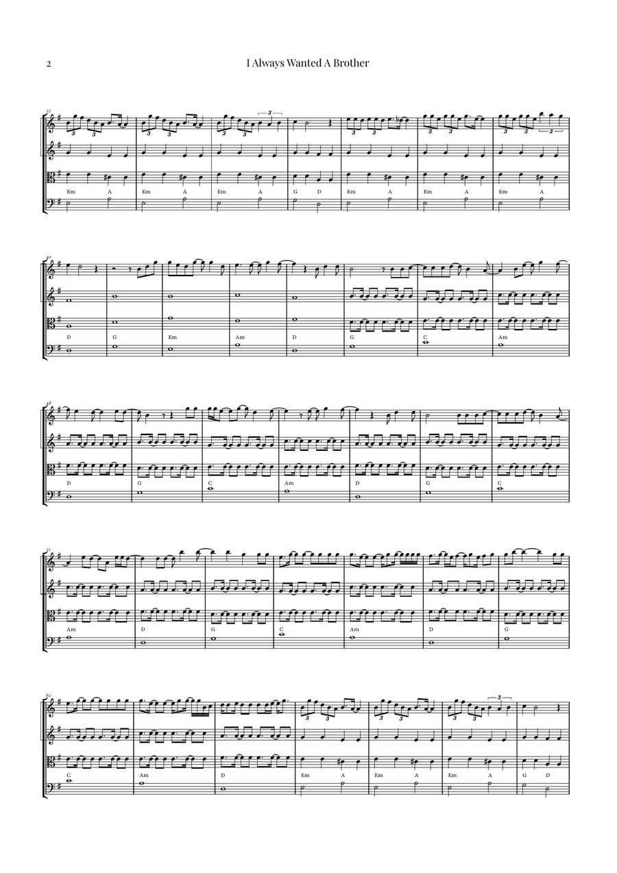 I Always Wanted A Brother String Quartet scores gallery preview page 2