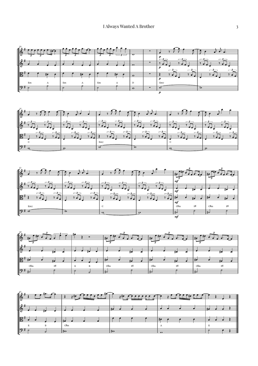 I Always Wanted A Brother String Quartet scores gallery preview page 3