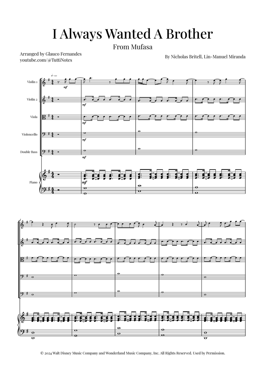 I Always Wanted A Brother String Quintet scores gallery preview page 1