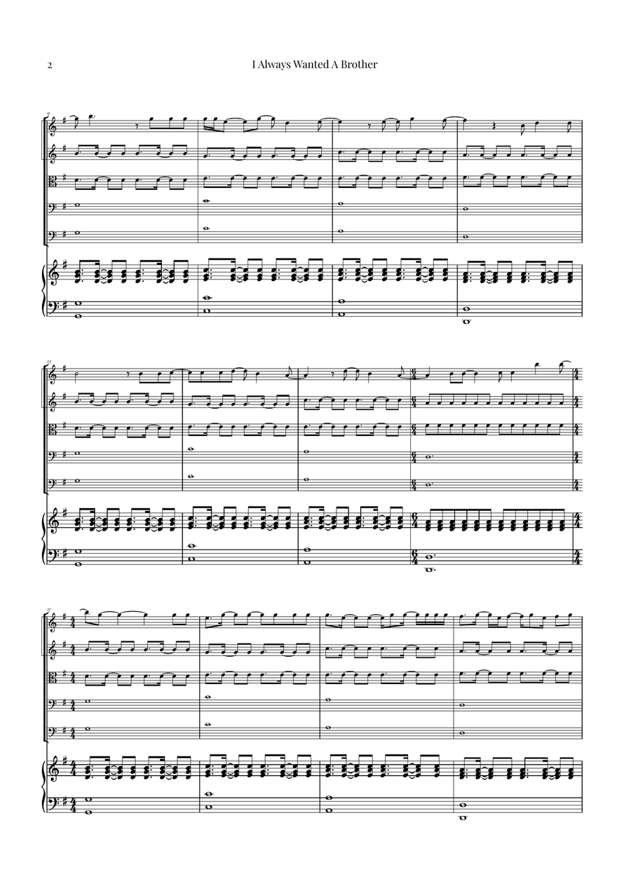 I Always Wanted A Brother String Quintet scores gallery preview page 2