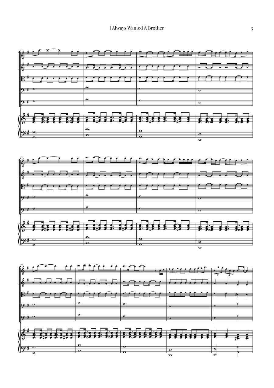 I Always Wanted A Brother String Quintet scores gallery preview page 3