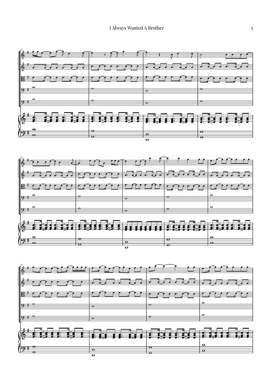 I Always Wanted A Brother String Quintet scores gallery preview page 5