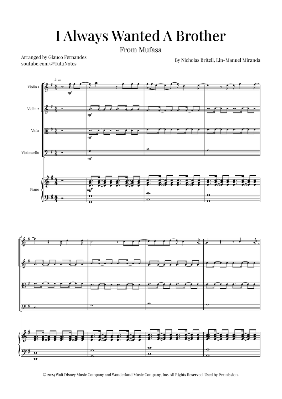 I Always Wanted A Brother String Quartet scores gallery preview page 1
