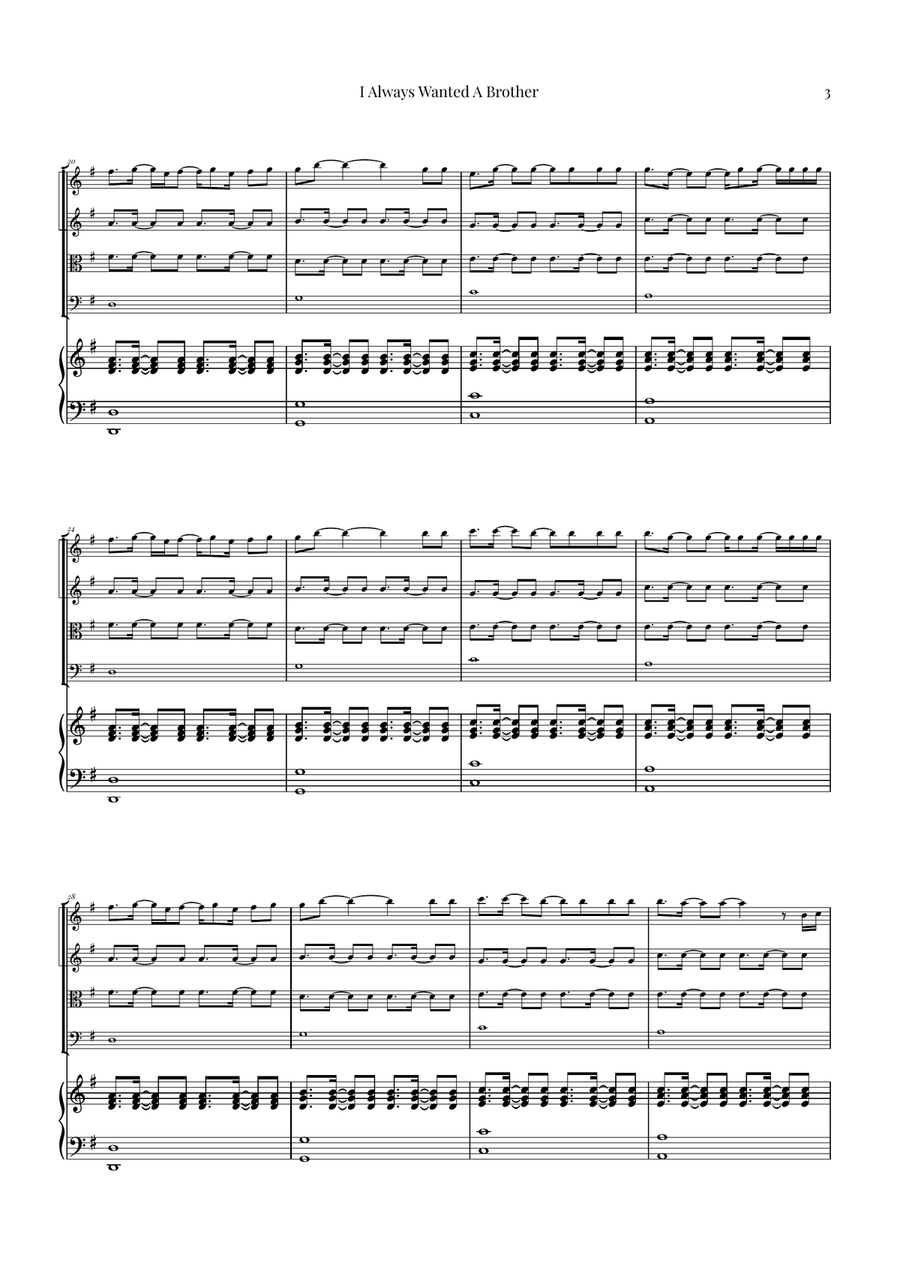 I Always Wanted A Brother String Quartet scores gallery preview page 3