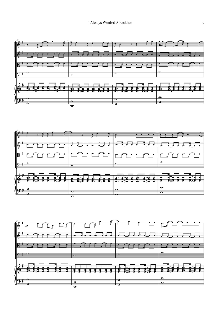 I Always Wanted A Brother String Quartet scores gallery preview page 5
