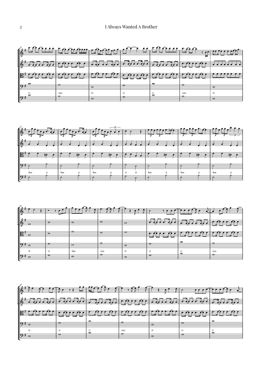 I Always Wanted A Brother String Quintet scores gallery preview page 2