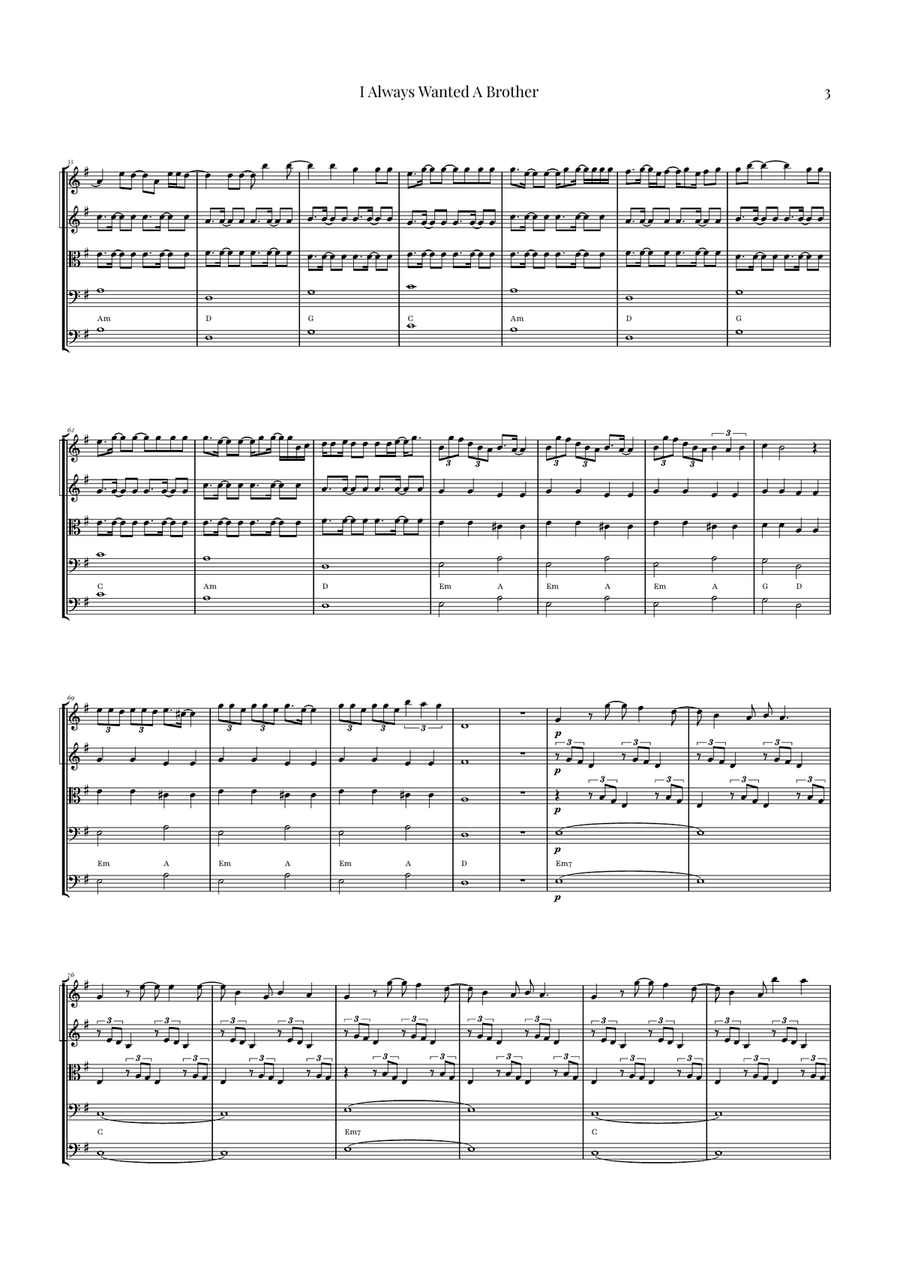 I Always Wanted A Brother String Quintet scores gallery preview page 3