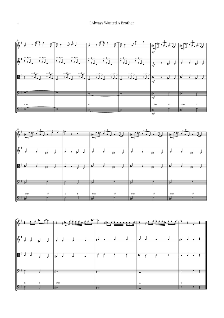 I Always Wanted A Brother String Quintet scores gallery preview page 4