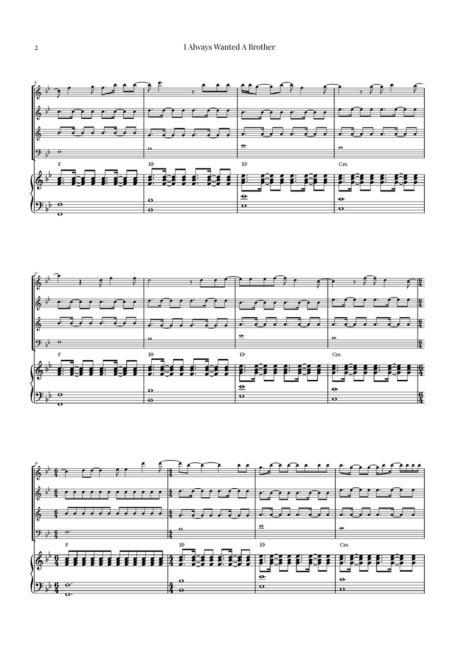 I Always Wanted A Brother Woodwind Quartet scores gallery preview page 2