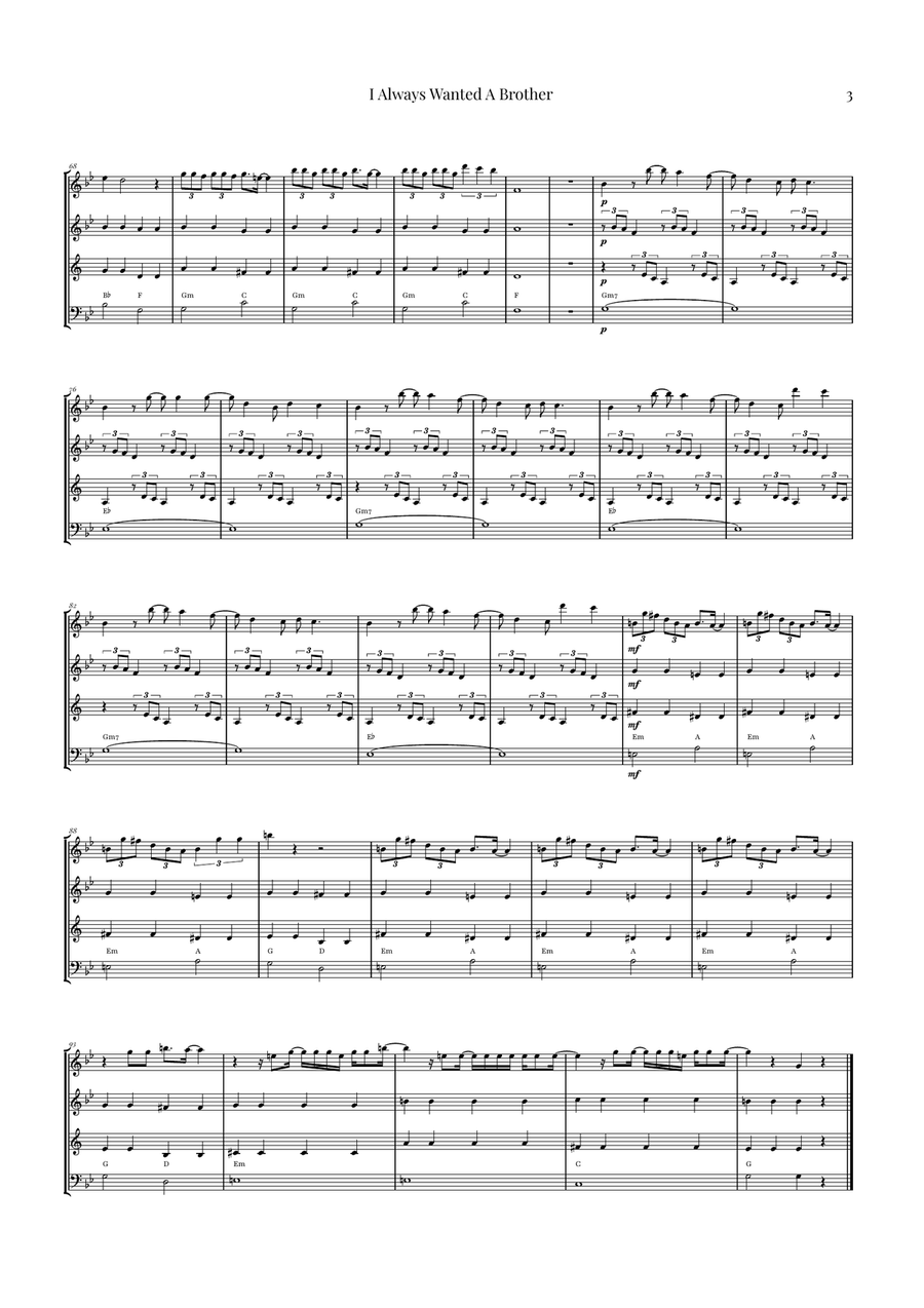 I Always Wanted A Brother Woodwind Quartet scores gallery preview page 3