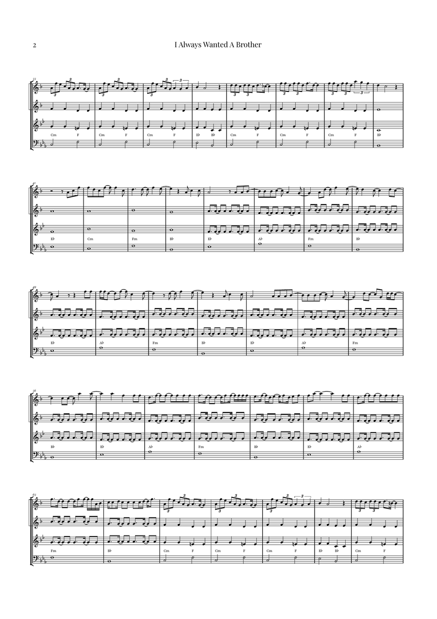 I Always Wanted A Brother Brass Quartet scores gallery preview page 2