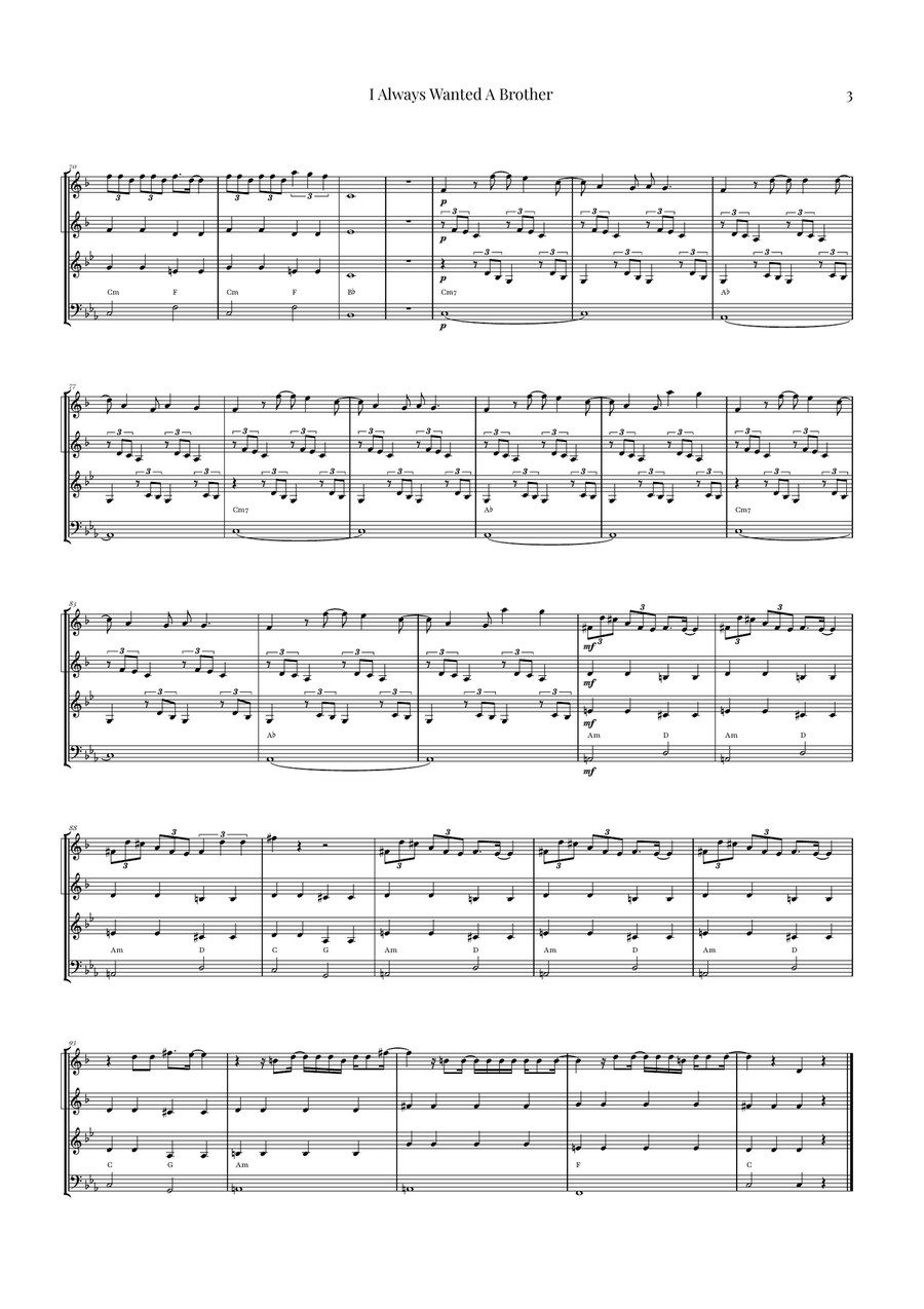 I Always Wanted A Brother Brass Quartet scores gallery preview page 3