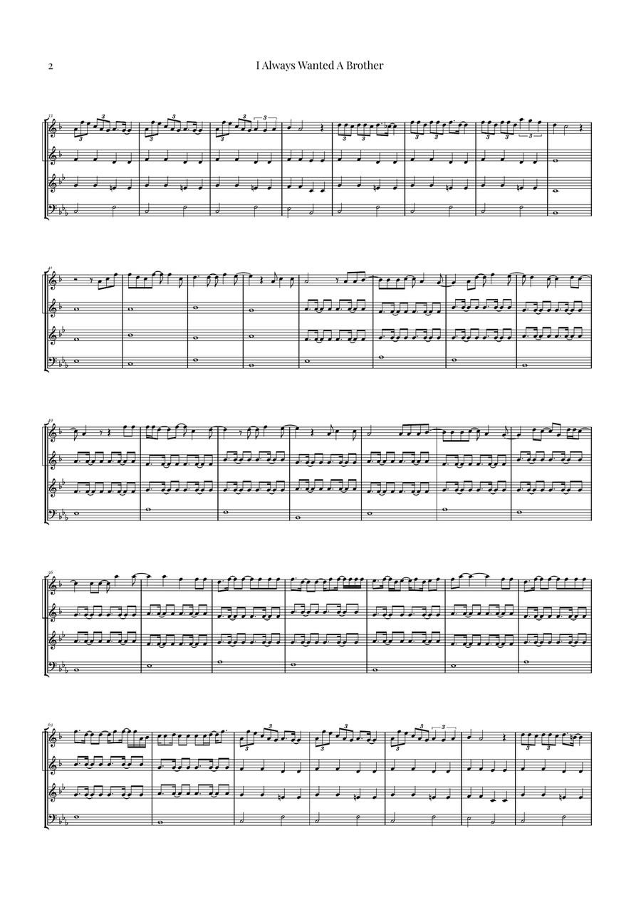 I Always Wanted A Brother Brass Quartet scores gallery preview page 2