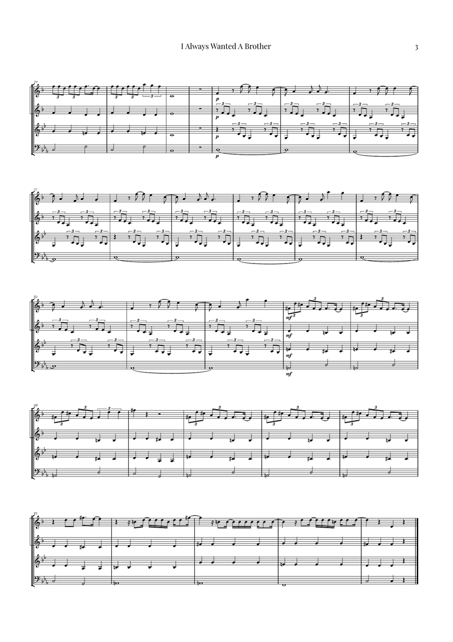 I Always Wanted A Brother Brass Quartet scores gallery preview page 3