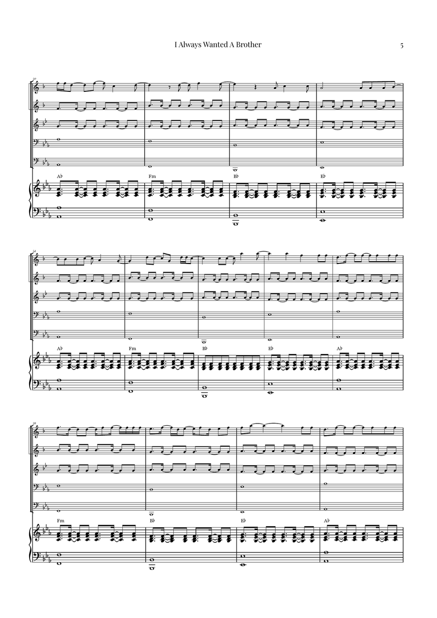 I Always Wanted A Brother Brass Quintet scores gallery preview page 5