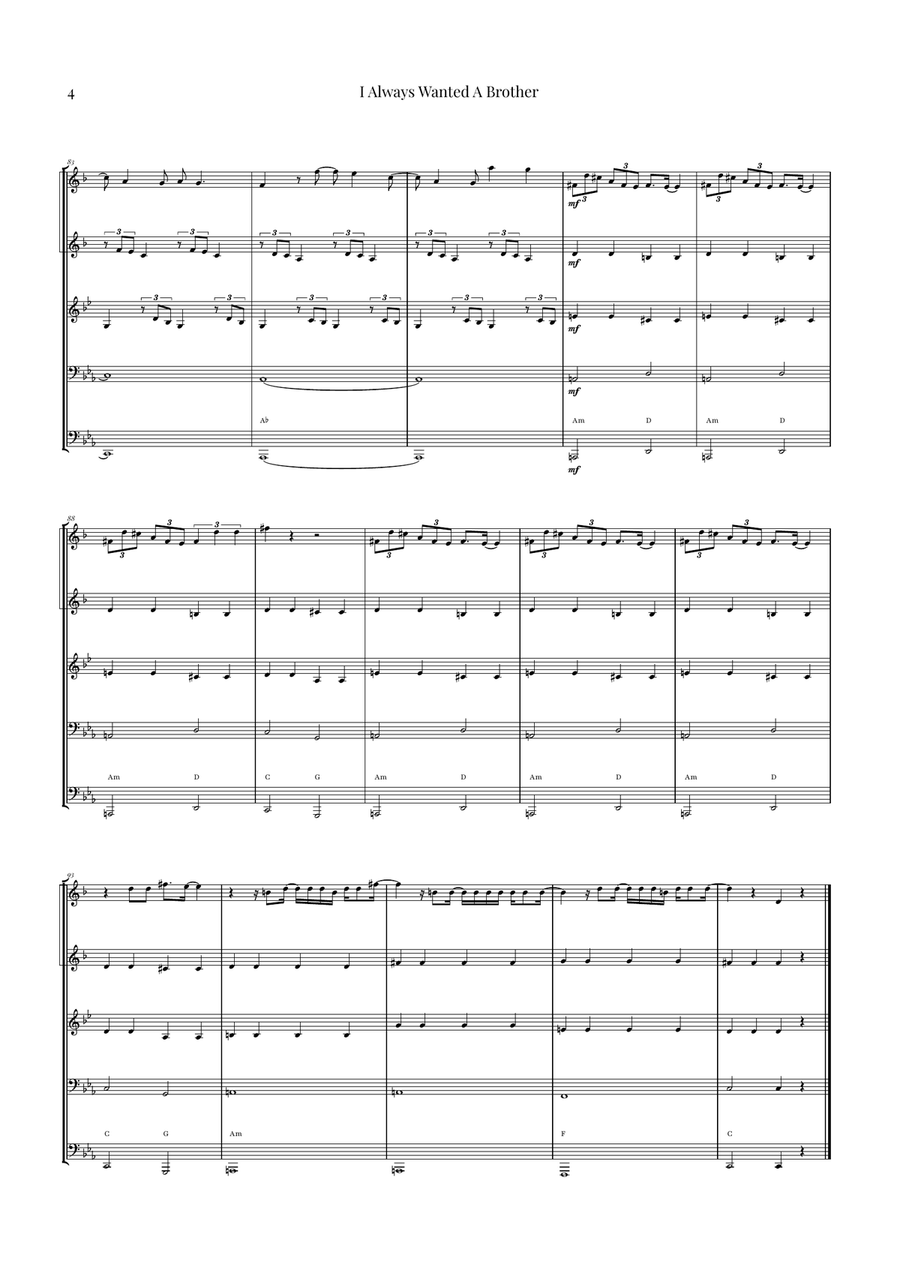 I Always Wanted A Brother Brass Quintet scores gallery preview page 4