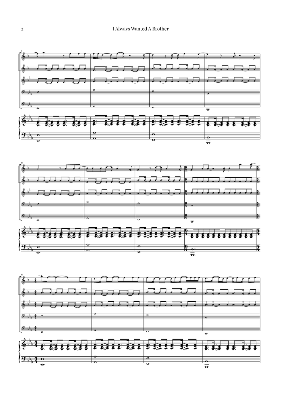 I Always Wanted A Brother Brass Quintet scores gallery preview page 2