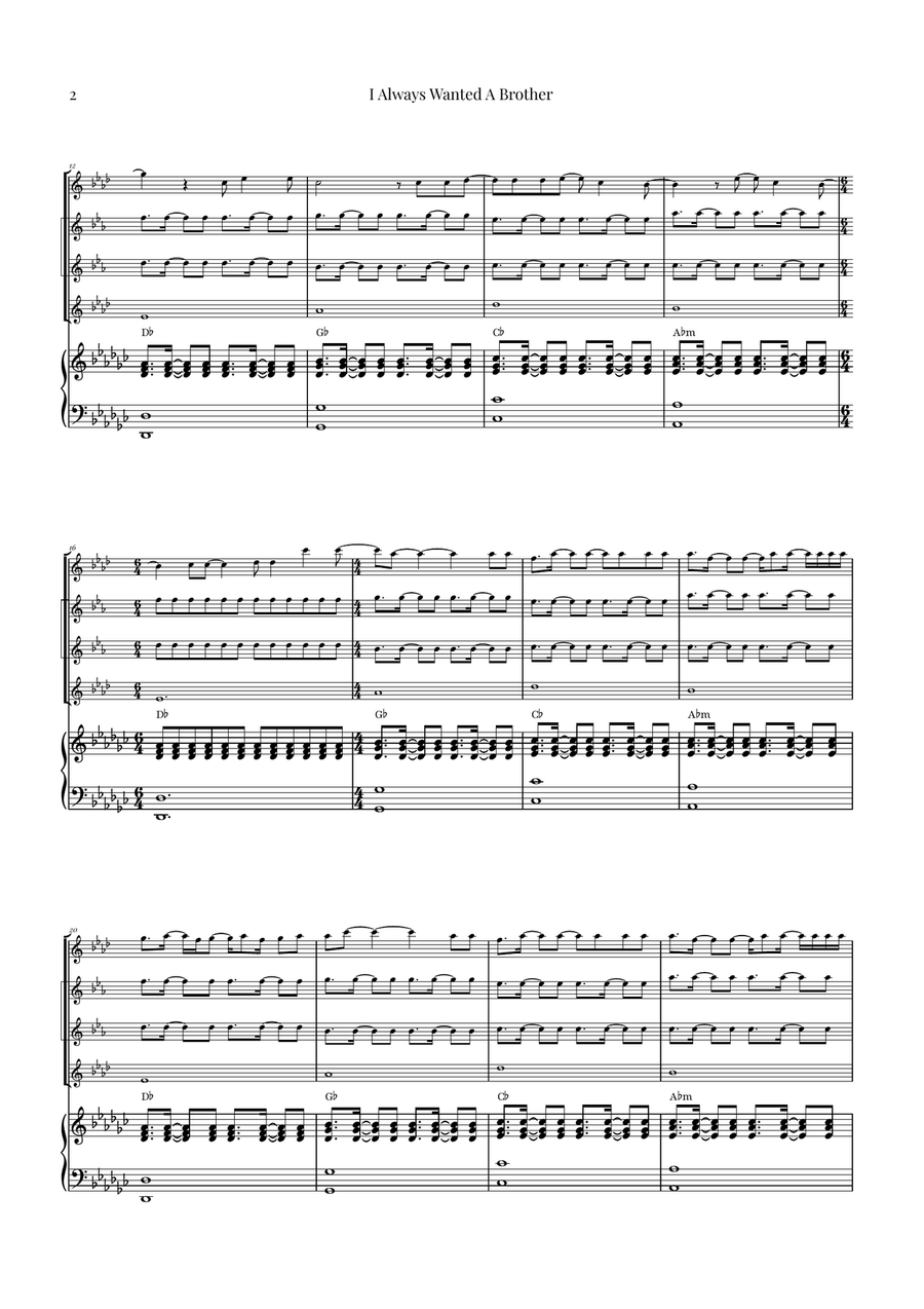 I Always Wanted A Brother Saxophone Quartet scores gallery preview page 2