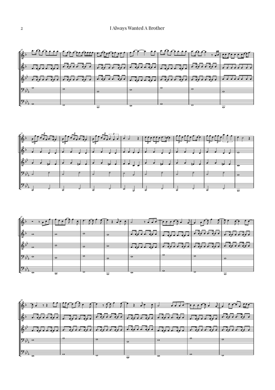 I Always Wanted A Brother Brass Quintet scores gallery preview page 2