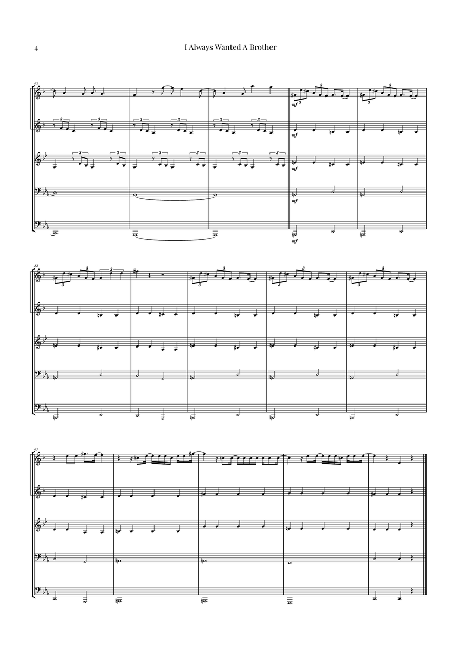 I Always Wanted A Brother Brass Quintet scores gallery preview page 4