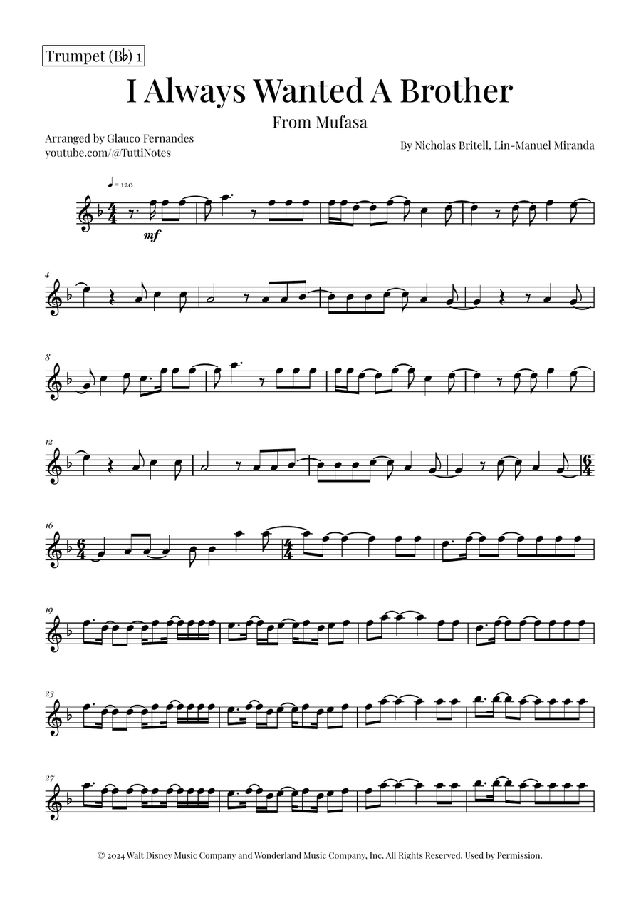 I Always Wanted A Brother Brass Quintet scores gallery preview page 5