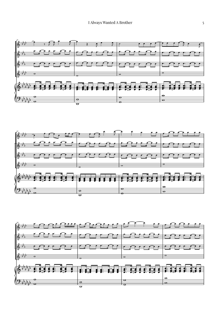 I Always Wanted A Brother Saxophone Quartet scores gallery preview page 5