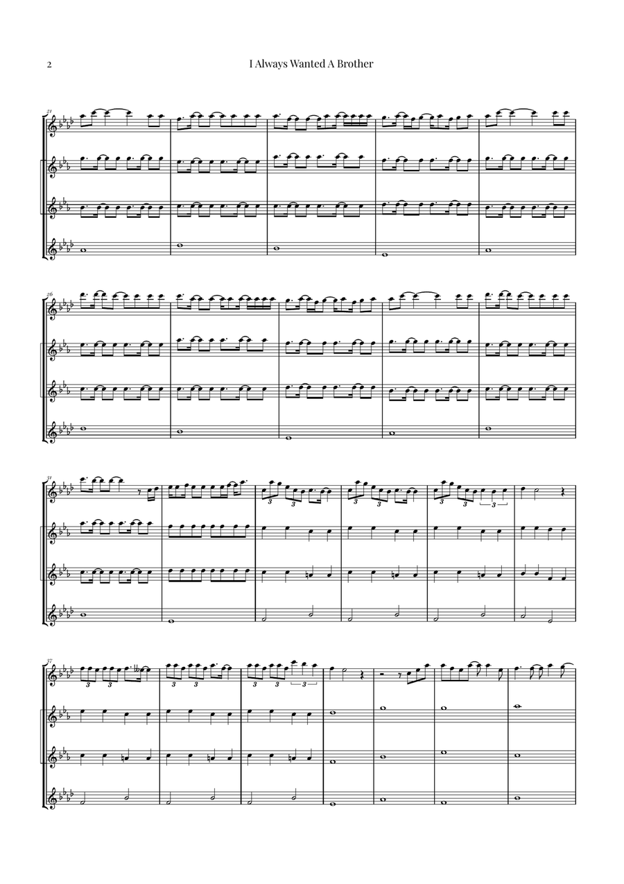 I Always Wanted A Brother Saxophone Quartet scores gallery preview page 2