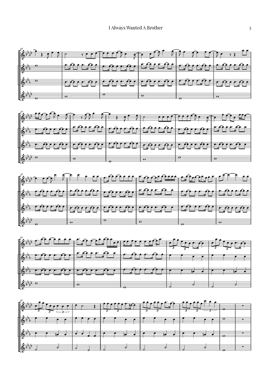 I Always Wanted A Brother Saxophone Quartet scores gallery preview page 3