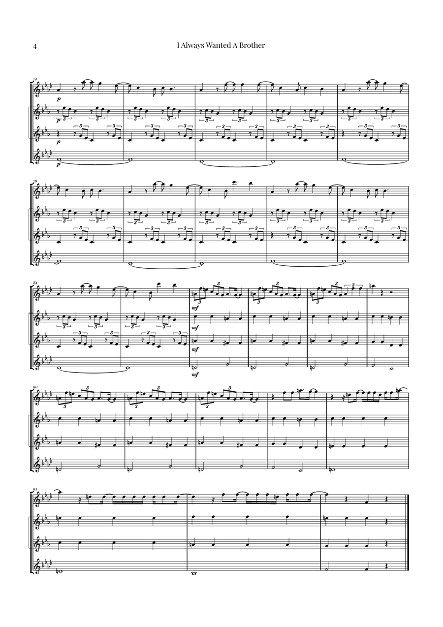 I Always Wanted A Brother Saxophone Quartet scores gallery preview page 4