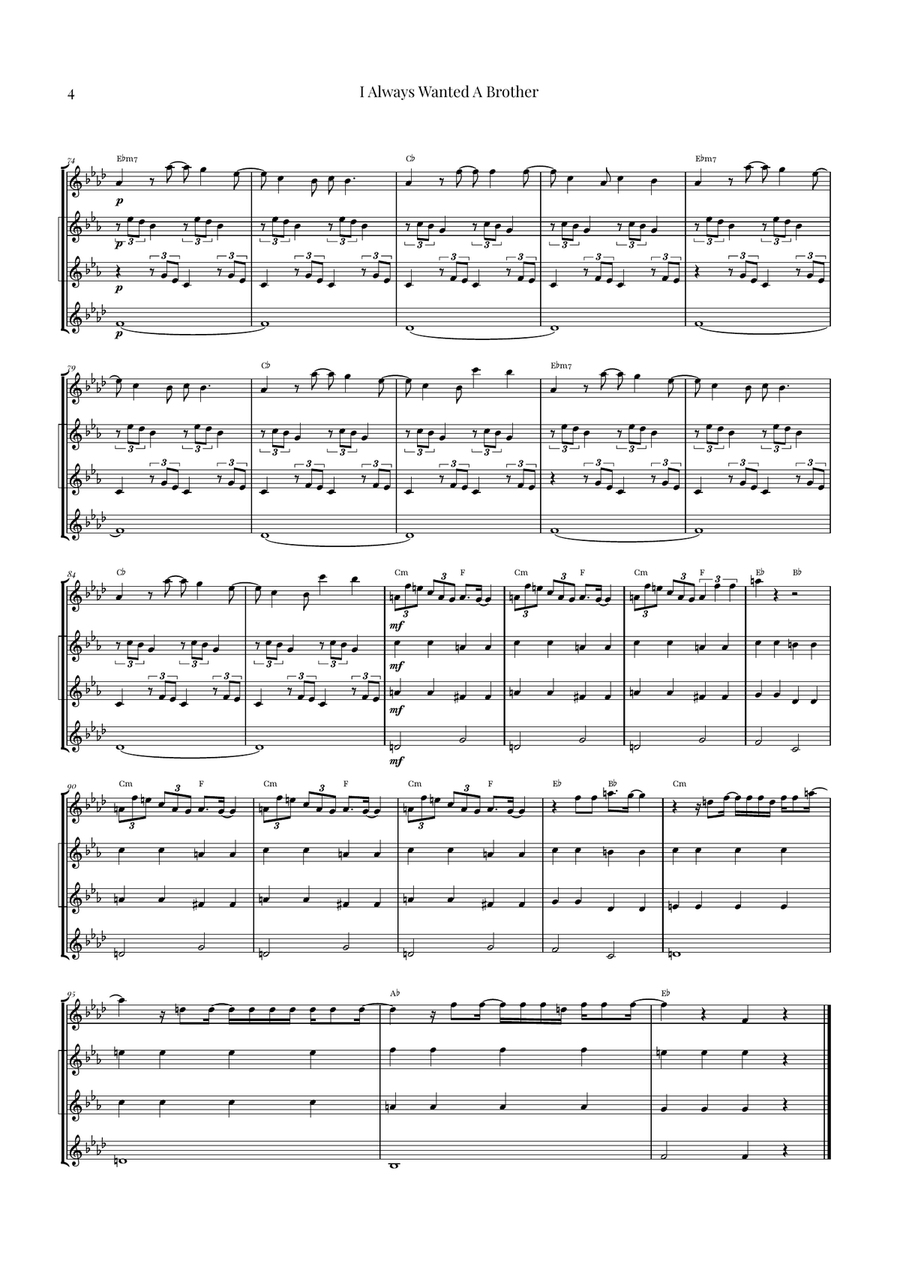 I Always Wanted A Brother Saxophone Quartet scores gallery preview page 4