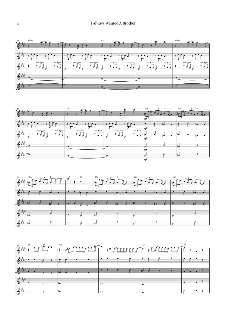 I Always Wanted A Brother Saxophone Quintet scores gallery preview page 4