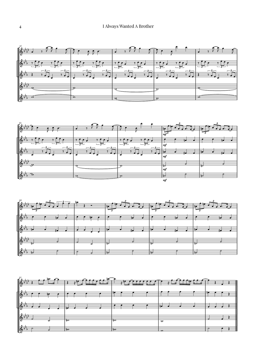 I Always Wanted A Brother Saxophone Quintet scores gallery preview page 4