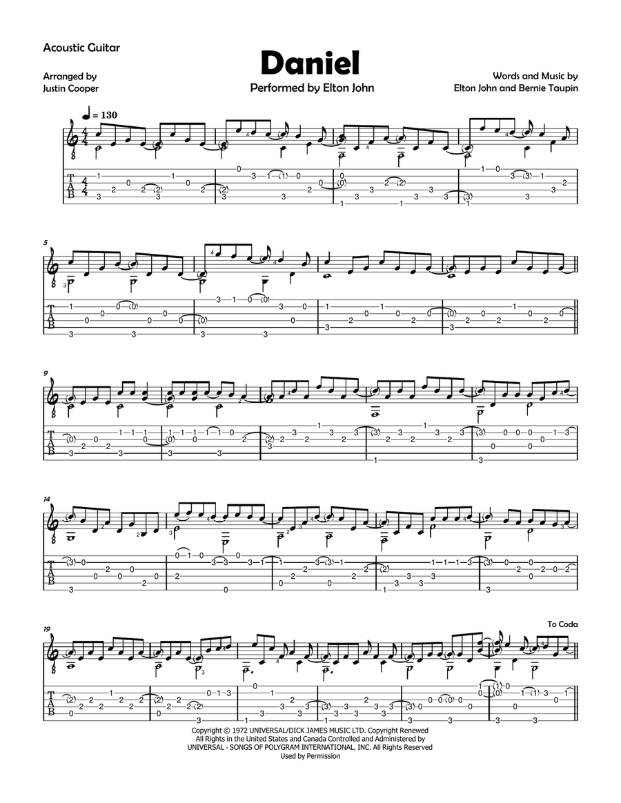 Daniel Daniel Acoustic Guitar scores gallery preview page 1