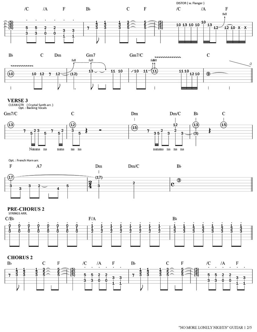 No More Lonely Nights No More Lonely Nights Guitar Tablature scores gallery preview page 2