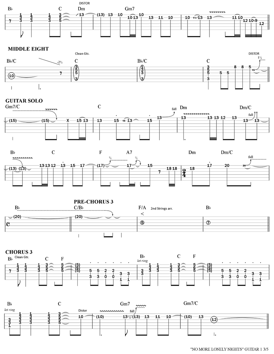 No More Lonely Nights No More Lonely Nights Guitar Tablature scores gallery preview page 3