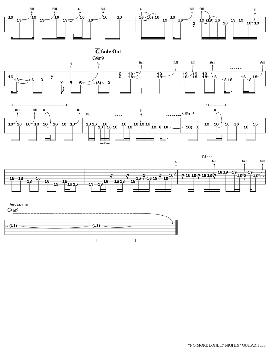 No More Lonely Nights No More Lonely Nights Guitar Tablature scores gallery preview page 5