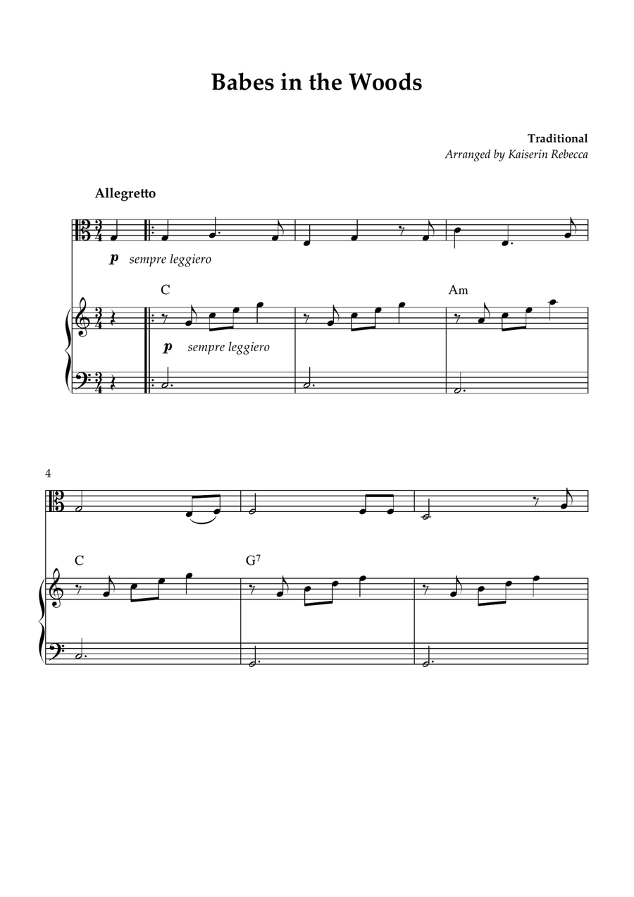Babes in the Woods Babes in the Woods Viola scores gallery preview page 1