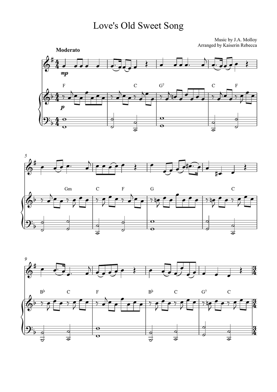 Love's Old Sweet Song Love's Old Sweet Song Soprano Saxophone scores gallery preview page 1