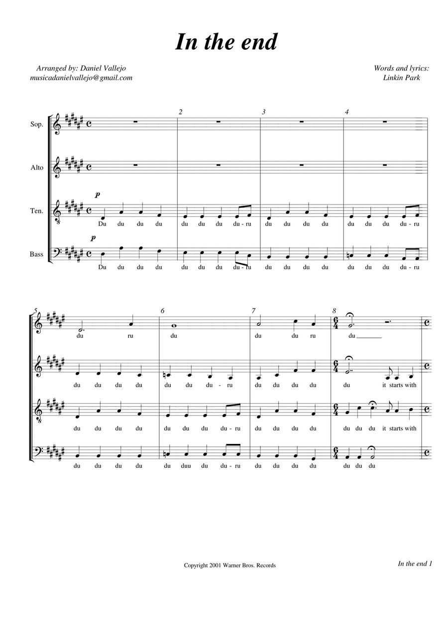 In The End In The End 4-Part scores gallery preview page 1
