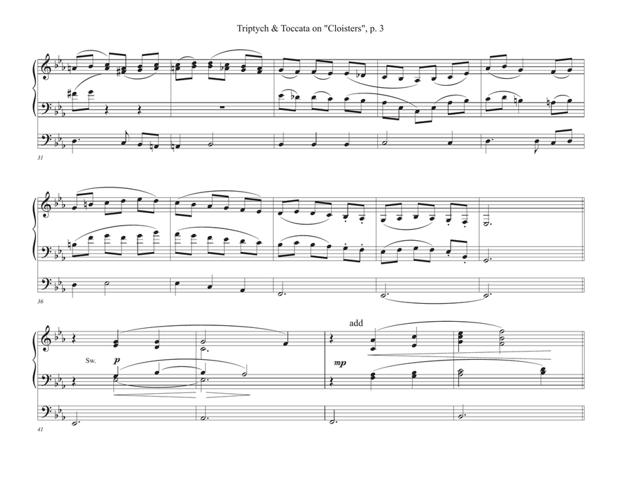 Triptych & Toccata on 'Cloisters' Organ Solo scores gallery preview page 3