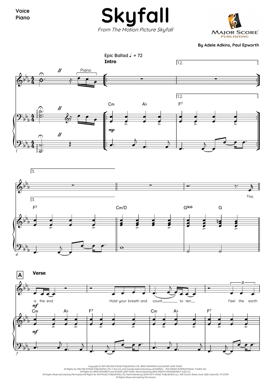 Skyfall Piano, Vocal scores gallery preview page 2