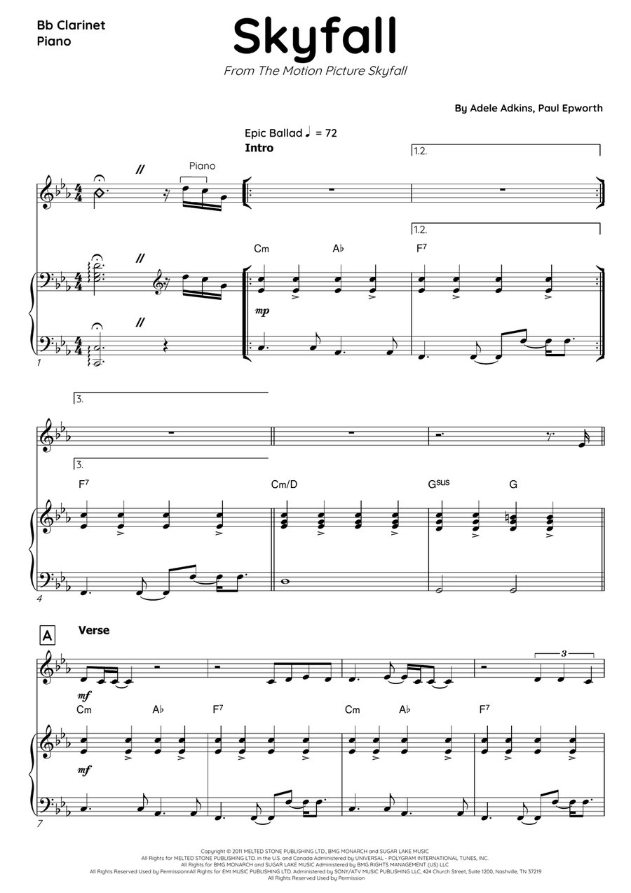 Skyfall B-Flat Clarinet scores gallery preview page 2