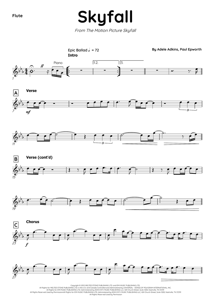 Skyfall Flute scores gallery preview page 2