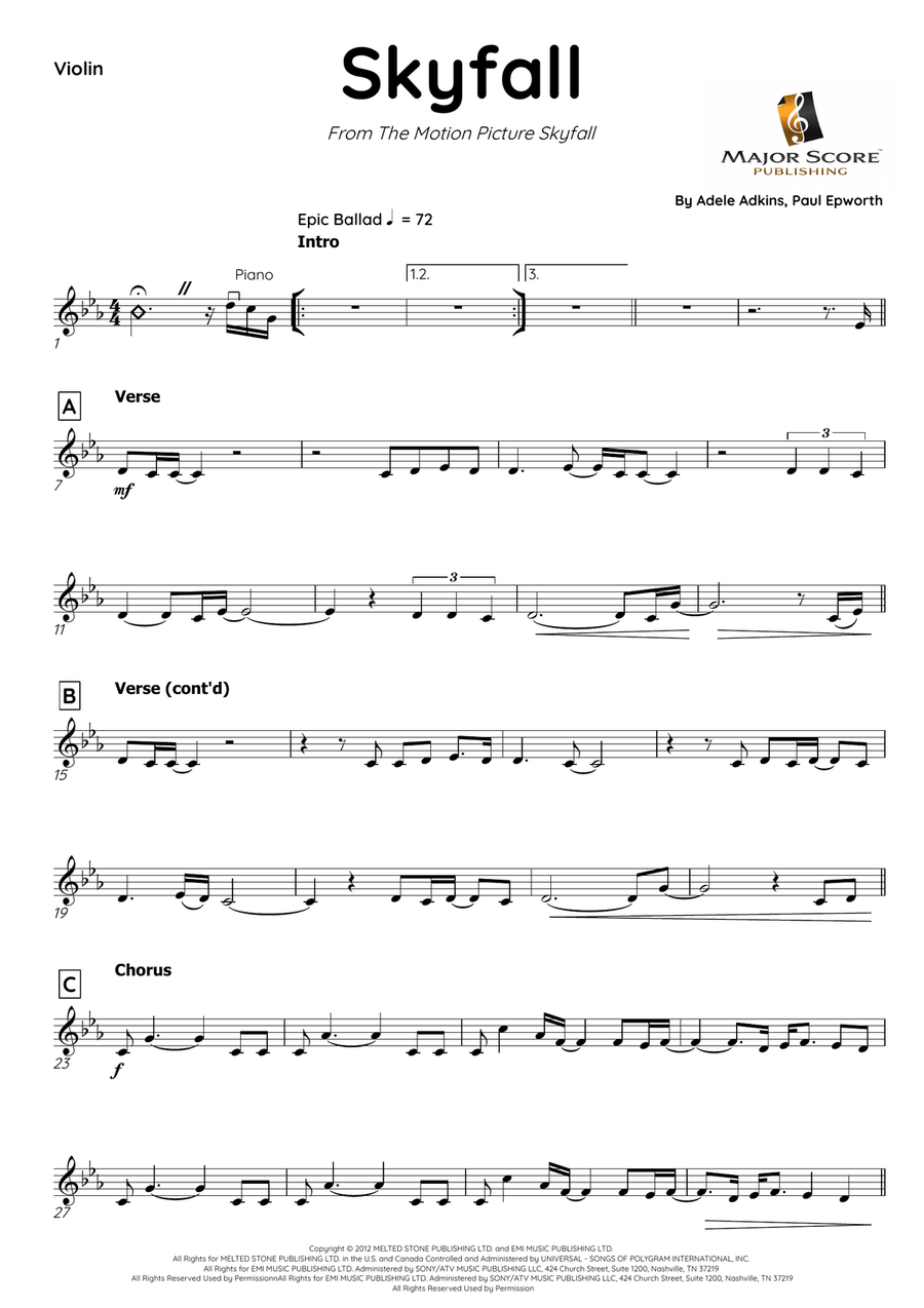 Skyfall Violin Solo scores gallery preview page 2