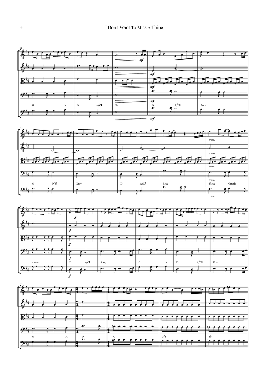 I Don't Want To Miss A Thing String Orchestra scores gallery preview page 2