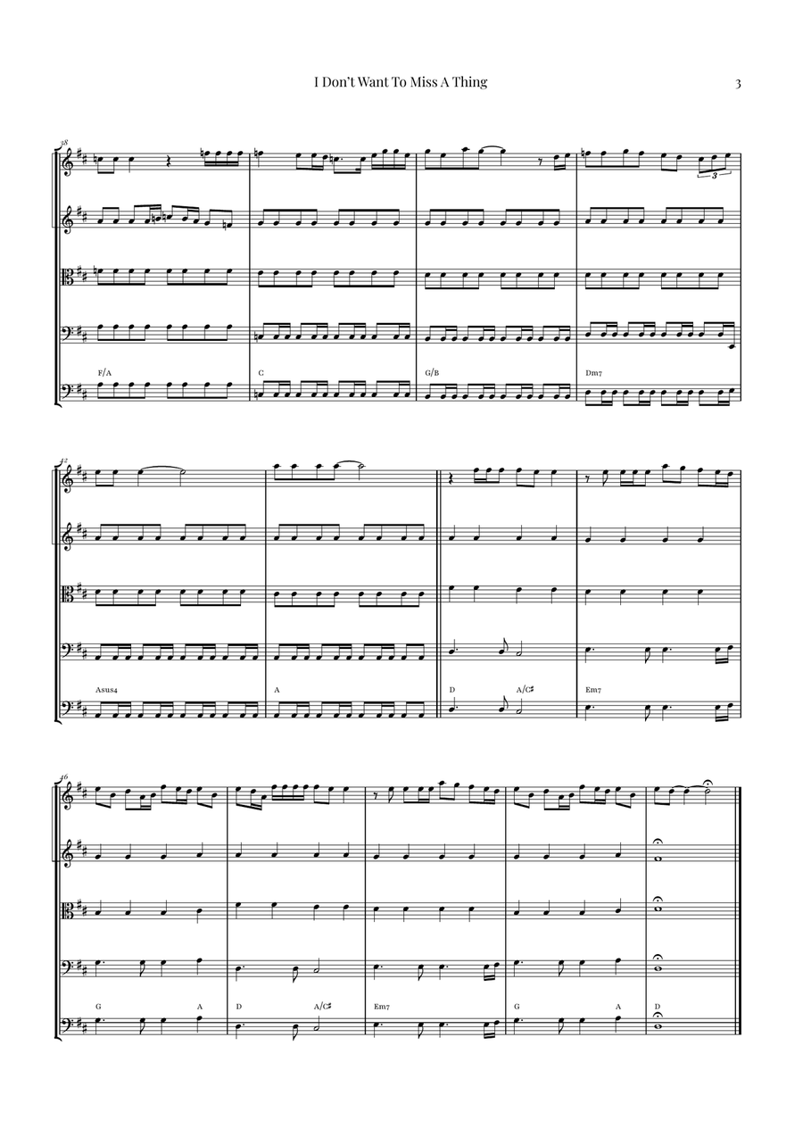 I Don't Want To Miss A Thing String Orchestra scores gallery preview page 3