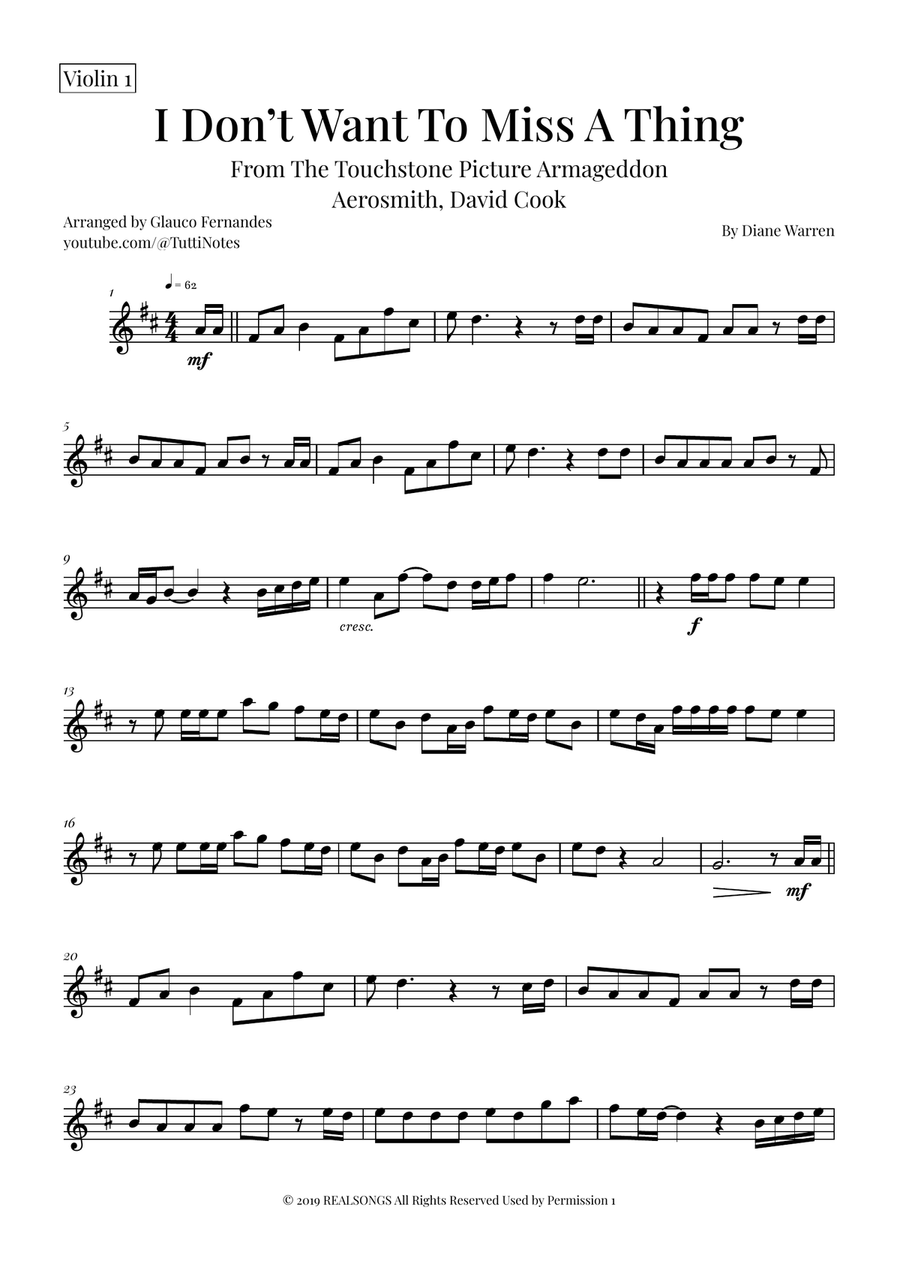 I Don't Want To Miss A Thing String Orchestra scores gallery preview page 4