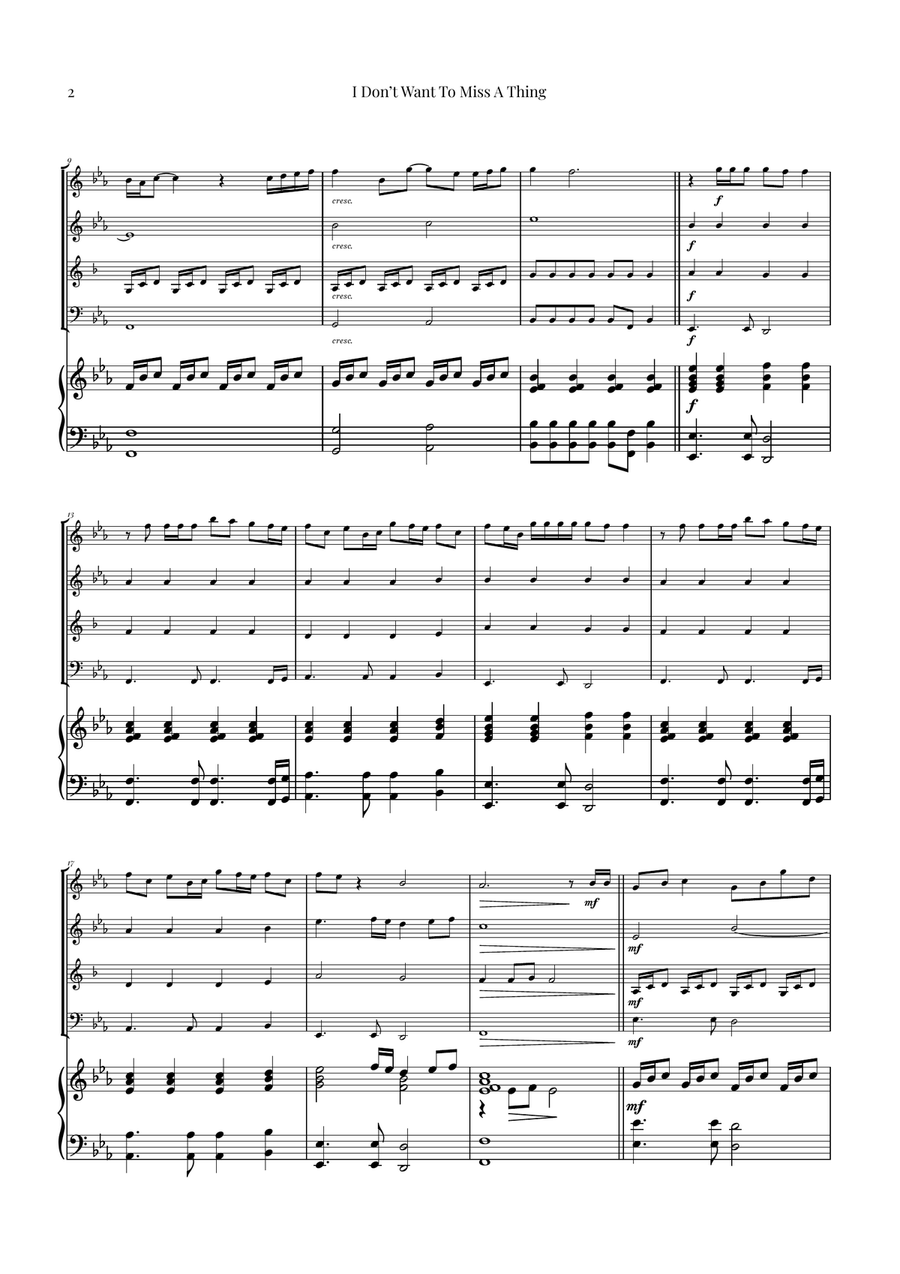 I Don't Want To Miss A Thing Woodwind Quartet scores gallery preview page 2