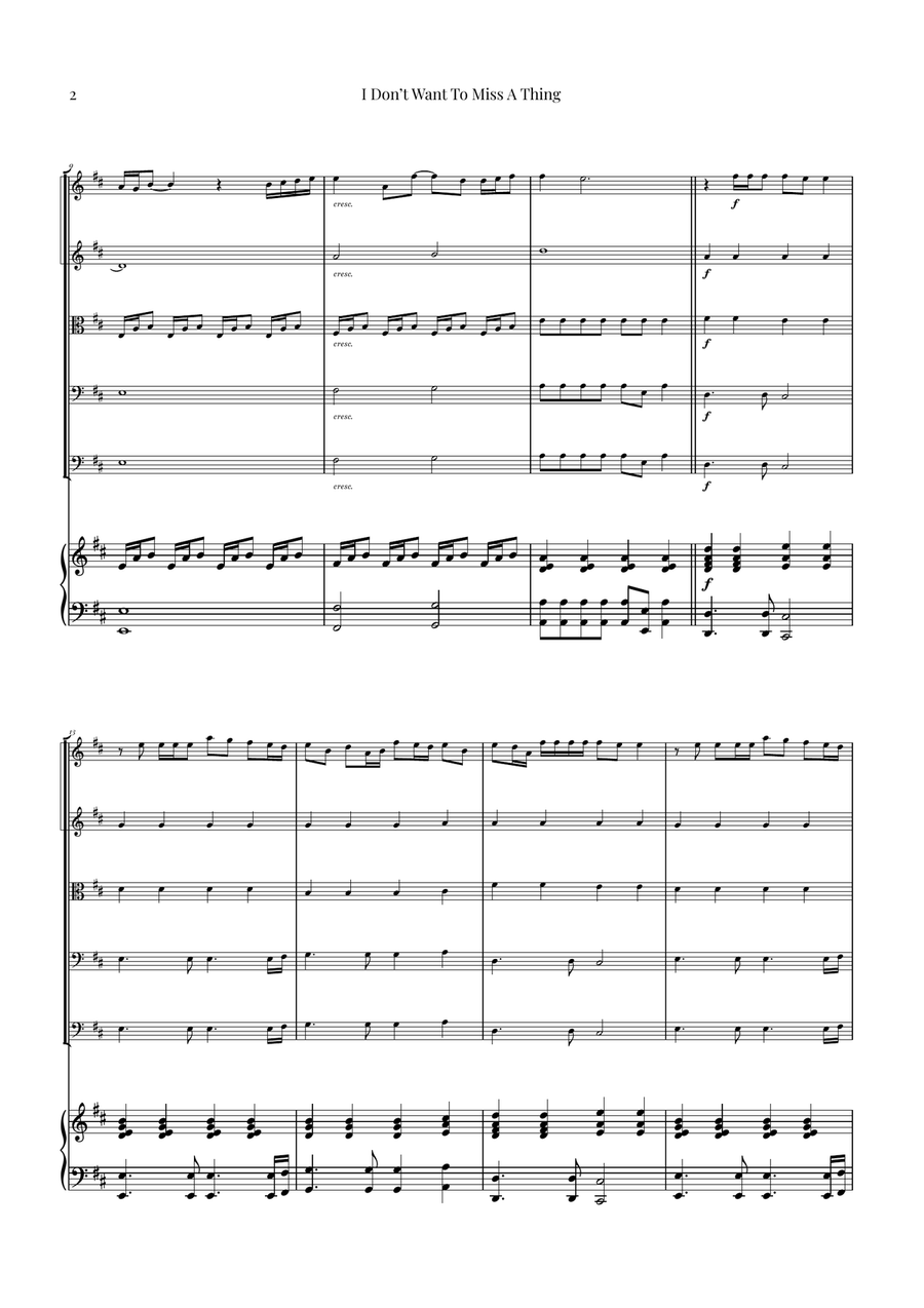 I Don't Want To Miss A Thing String Orchestra scores gallery preview page 2