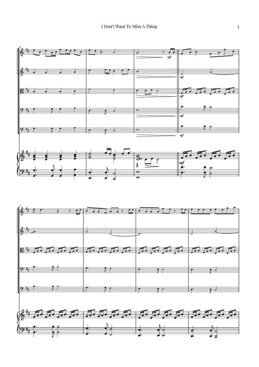 I Don't Want To Miss A Thing String Orchestra scores gallery preview page 3